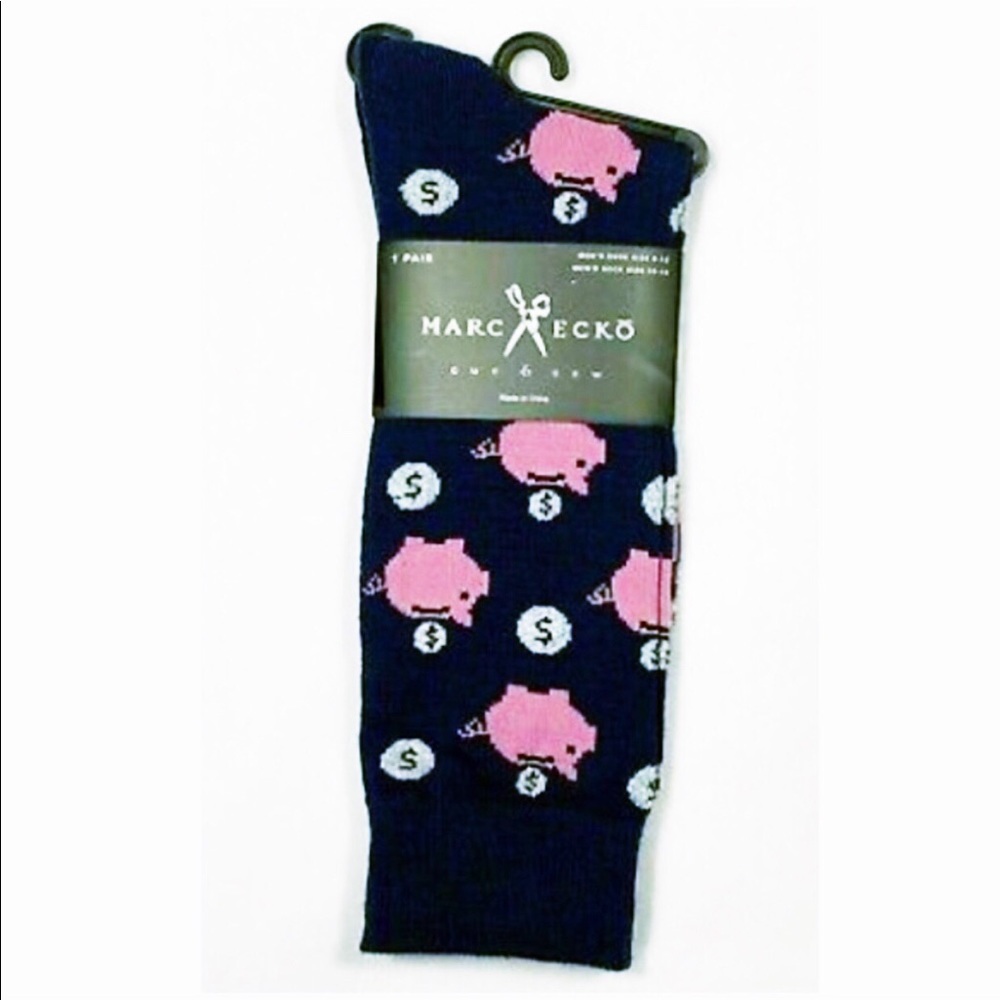 Novelty fun socks - Piggy bank - black & pink